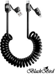 BlackBird Adatkábel Extreme 4in1 USB-A/USB-C/Lightning 50-200cm, fekete (BH1683)