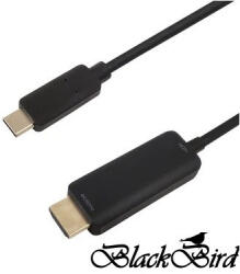 BlackBird Kábel USB Type-C male to HDMI male (DP ALT MODE) 4k 60Hz 2m, Fekete (BH1317)