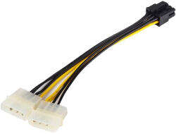 BlackBird Tápkábel 2x4 pin Molex male to 8 pin EPS male, 15cm (BH1505)