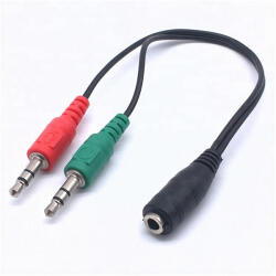 BlackBird Átalakító Headset Stereo jack 1x 3.5mm 4 pin female to 2x 3.5mm 3 pin male (CTIA) (BH1262)