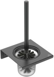Ideal Standard ALU+ - Perie de toaletă cu suport, montare pe perete, sticlă mată/negru mătase BD593XG (BD593XG)