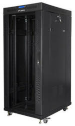 Lanberg - RACK SZEKRÉNY 19" SZABADON ÁLLÓ 27U/600X800 (FLAT PACK) ÜVEGAJTÓVAL LCD FEKETE V2 - FF01-6827-12BL (TÚLMÉRETES ÁRU) (FF01-6827-12BL)