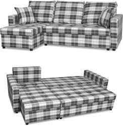  Winston Sarokkanapé Familymeble Sötétkék És Fehér Rácsos Mintával