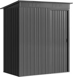 Outsunny Fém kerti tároló szellőzőrácsokkal és tolóajtóval, 159x106x181 cm, Sötétszürke