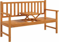 Outsunny Bancă de Grădină cu Măsuță Rabatabilă și Brațe, din Lemn, 153x56x91 cm, Maro Deschis