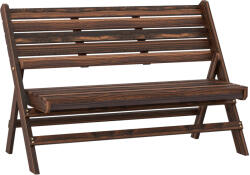 Outsunny Összecsukható 2 személyes kerti pad fenyőfa lécekkel, 122x63x83 cm, Karbonizált