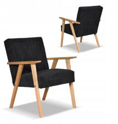  Retro Vintage Prl Stílusú Karosszék Soler Family Furniture Fekete Kordbársony Anafi