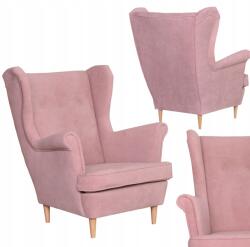  Skandináv Szárnyas Karosszék Porrózsaszín Velúrból Hunter Family Furniture Rózsaszín