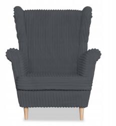 Rene Skandináv Szárnyas Fotel Family Furniture Sötét Szürke Kordbársony Csíkok Divatos