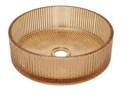 SAT Pultba süllyeszthető mosdó SAT Purity 36x36 cm borostyán csaptelep furat nélkül, túlfolyó nélkül SATGLA3636PA (GL36-AM)