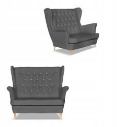  Gaja Karosszékes Kanapé, Ökológiai Bőr, Skandináv Stílus, Family Furniture, Szürke