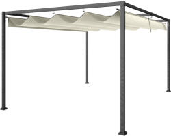 Outsunny Pergola kerti pavilon 4x3 m fém és poliészter visszahúzható tetővel, krém színben