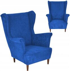  Max Skandináv Karosszék Family Furniture Kék Velúr, Kellemes Tapintású