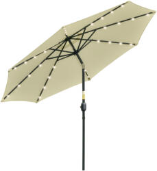 Outsunny Dönthető kerti napernyő, Ø265 cm, 32 napelem LED lámpával és hajtókarral, Bézs