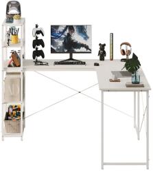  Sarokszámítógépes íróasztal Polcokkal és Könyvespolccal, Fehér, Ipari, Iskolai, Loft - pepita - 89 995 Ft