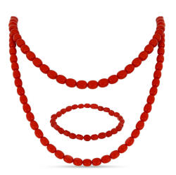  Nugget Szett Vörös Acháttal ( Nyaklánc+Karkötő ), Y63242