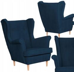  Skandináv Szárnyas Karosszék, Velúr, Hunter Family Furniture, Sötétkék
