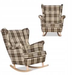  Winston Szárnyas Hintaszék, Skandináv Stílus, Family Furniture, Barna És Bézs Kockás Mintázat