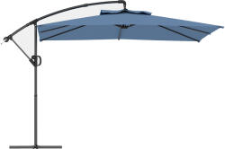 Outsunny Umbrelă de soare suspendată cu bază în formă de cruce, ventilație și manivelă, din metal și poliester, 3x3.25 m, albastră