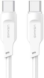USAMS lithe series adatkábel, type-c - type-c, 100w, pd gyorstöltő, 120cm, led jelzés, fehér (SJ567USB02)
