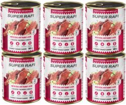 Dolina Noteci Super Rafi borjúhússal és nyúl májjal kutyáknak, 6x800 g