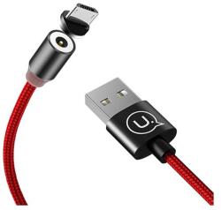 USAMS u-sure adatkábel, microusb mágneses csatlakozó, 100cm, cipőfűző, piros (SJ294USB02)