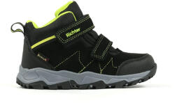 RICHTER Ghete sport băieți, căptușeală textilă, șireturi și velcro, negru/lime, 25/31 negru/lime (141BDF)