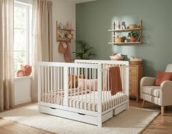 Ourbaby Pătuț din lemn pentru gemeni Ourbaby Twinny - alb