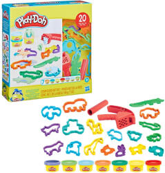 Hasbro Play-Doh: set de modelaj cu animale, 20 de piese, cu 7 borcane de plastilină colorată - Hasbro (F7384/F8161)