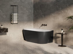 RAVAK Freedom Corner II Tec 175x86 bal, akrilkád, fekete/fehér, fekete/fehér/króm lefolyó (CC91700000)