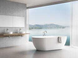 RAVAK Freedom O 169x80, akrilkád, fehér szabadonálló, fehér/fekete/króm lefolyó (XC00100020)