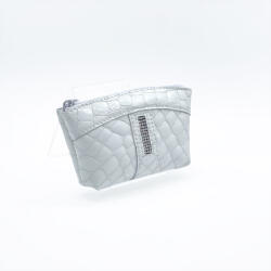 Amnisu fehér lakk krokkómintás egy cipzáras egyenes köves bőr kulcstartó e3013