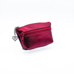 Amnisu metál bordó kettő cipzáras bőr kulcstartó b5006