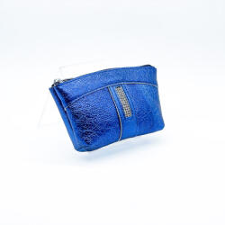 Amnisu metálkék egy cipzáras egyenes köves bőr kulcstartó e6018