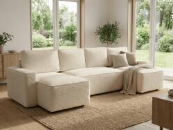  Canapea extensibila in forma de U SMART BOUCLE, crem, 303x140 cm
