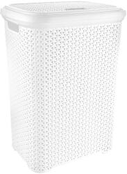 Orion Coș de rufe din plastic 55 l cu capac - aspect ratan alb