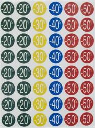 APLI Etikett, árengedmény, 24 mm, kör, színes, APLI, 240 etikett/csomag, -30-70% (5 lap) (LCA101373)