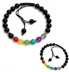  Bratara 7 Chakre cu Onix 8 mm, Argint 925, Siret - 1 Buc