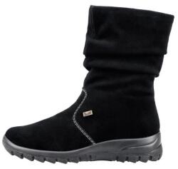 RIEKER Cizme dama, negru, casual, piele intoarsa, impermeabile, imblanite, scurte, cu talpa joasa, Rieker Z7171-01-Negru (Marime: 40) (Z7171-01-Negru-40)
