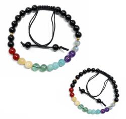  Bratara 7 Chakre cu Onix Negru Rotunde 6 mm - Accesorii Gold Filled - 1 Buc