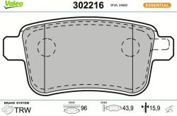 VALEO Sada brzdových platničiek kotúčovej brzdy VALEO 302216 (302216)