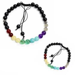  Bratara 7 Chakre cu Onix Negru 6mm, Argint 925
