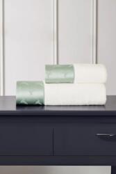 Tivolyo Home COLIBRI törölköző és fürdőlepedő ajándékszett, 2 db Fehér - menta színű hímzés / White - mint embroidery