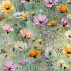 Takoy Szabadidő anyag/ futter Takoy 150cm réti virágok és méhek