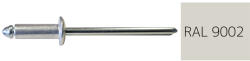  Nyitott félgömbfejű húzószegecs 3, 2x8mm festett RAL9002 alumínium-acél - bakonykotoelem - 3 Ft