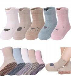  Babazokni Csúszásgátló Talppal, 5 pár, pamut, 1-3 éveseknek, méret M (HMXBW-M-5S)