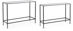 Bizzotto Set 2 console otel negru sticla securizata Zelena 101.5x30.5x74h; 106.5x35.5x79h (0747414)