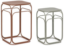 Bizzotto Set 2 masute cafea otel maro verde salvie Clarity 30.5x30.5x51h; 36x36x61h (0747430)