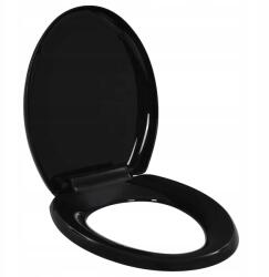 vidaXL WC-ülőke, lassan ereszkedő, gyorscsatlakozóval, fekete (8719883596174)