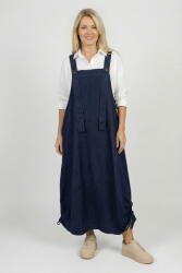 SHOPIKA Rochie sarafan lunga cu bretele si snur reglabil, din denim Talie unica